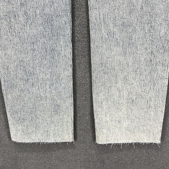 Zara Jeans Womens 10 High Rise Wide Leg Button Fly Raw Hem Light Wash Denim Flaw - Picture 15 of 16